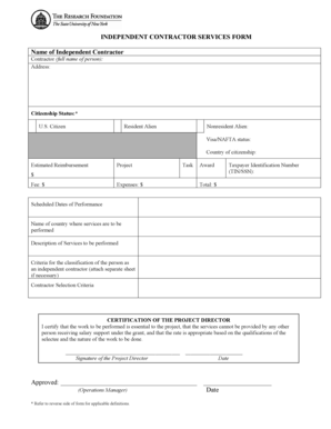 Independent Contractor Services Form