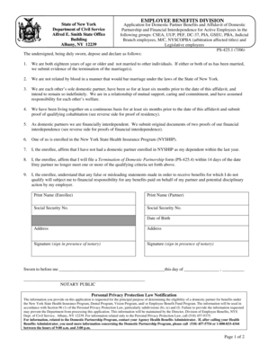 New York Domestic Partner Benefits Application