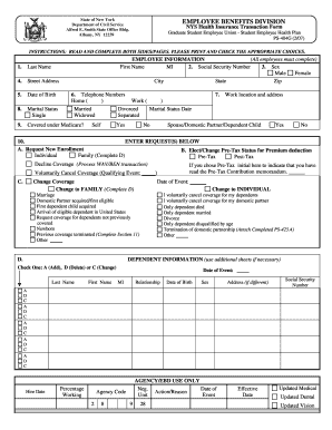 NYS Health Insurance Transaction Form