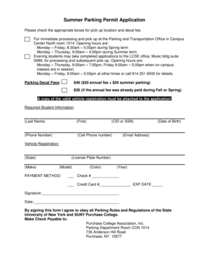Summer Parking Permit Application