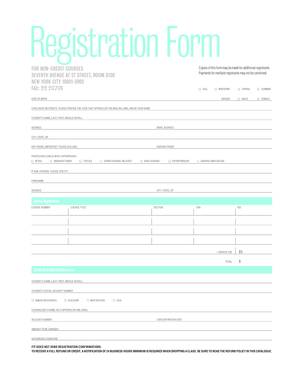 Registration Form for Non-Credit Courses