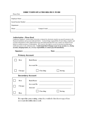 Direct Deposit Authorization Form