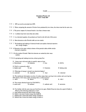 Chemistry Physics Test 3
