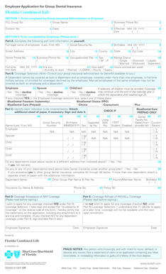 Employee Application for Group Dental Insurance