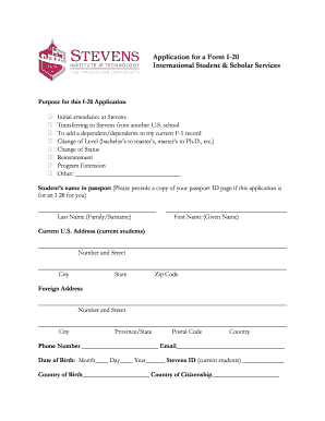 Application for a Form I-20 International Student & Scholar Services