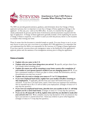 I 539 form sample - Attachment to Form I-539: Points to Consider When Writing Your Letter - stevens