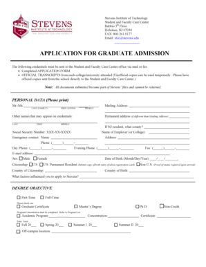 Stevens Institute of Technology Graduate Admission Application