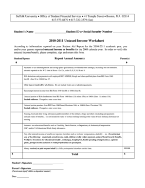 2010-2011 Untaxed Income Worksheet