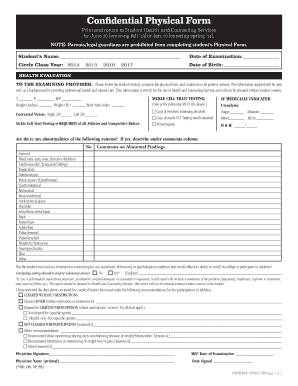 Confidential Physical Form