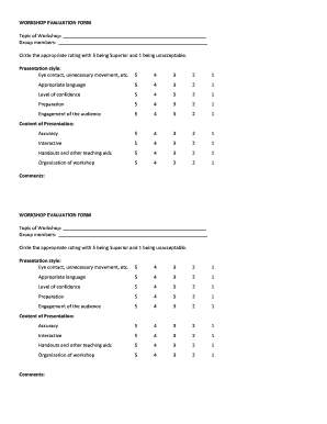 Workshop Evaluation Form