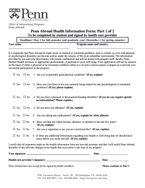 Penn Abroad Health Information Form