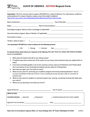 Leave of absence form for employees - special order for change of name