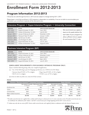 University of Pennsylvania English Language Programs Enrollment Form