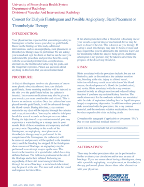 Consent for Dialysis Fistulogram