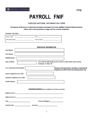 Foreign National Information Form