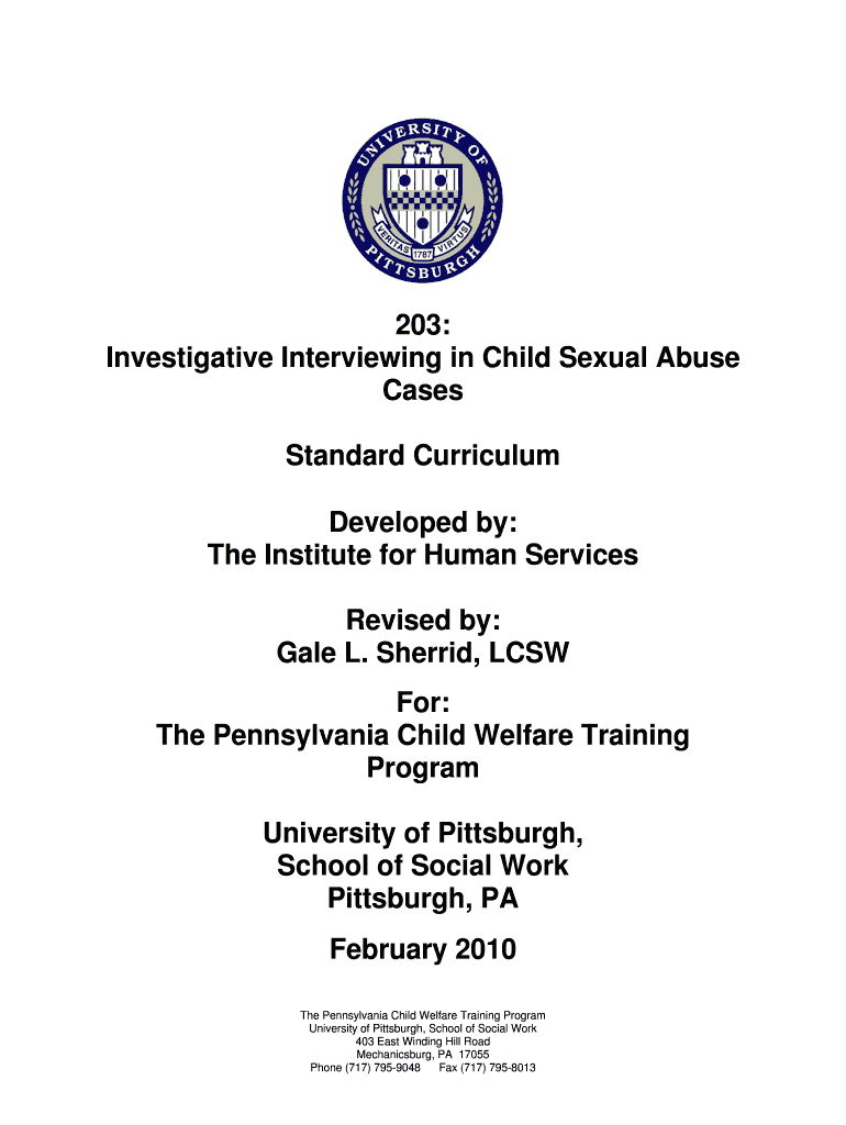 203: Investigative Interviewing in Child Sexual Abuse Cases - pacwcbt pitt Preview on Page 1