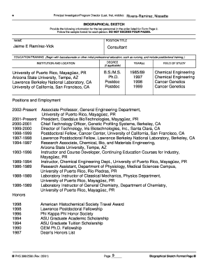 Biographical Sketch Form PHS 398/2590