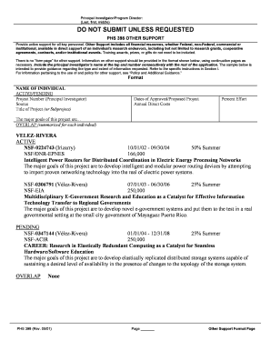 PHS 398 Other Support Form