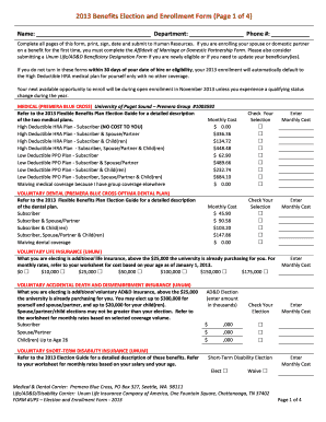 2013 Benefits Election and Enrollment Form