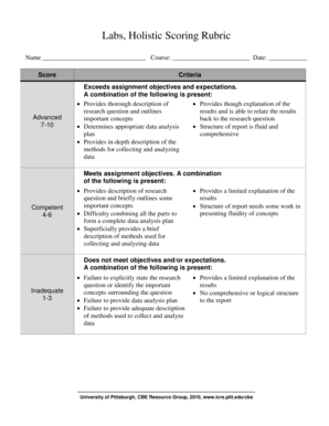 Holistic Scoring Rubric
