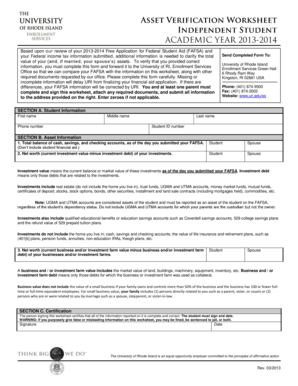 University of Rhode Island Asset Verification Form