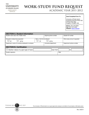 Work-Study Fund Request Form