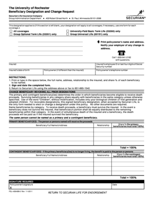 Beneficiary Designation and Change Request