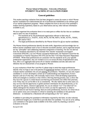 Student teacher evaluation form - Student Teaching Evaluation Form - Warner School Education - warner rochester