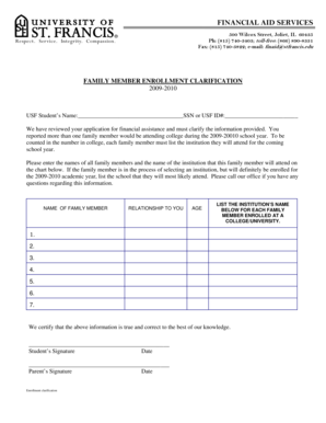 Family Member Enrollment Clarification Form