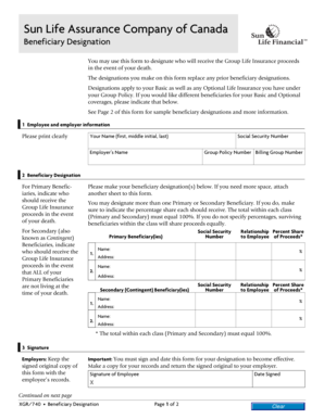 Sun Life Beneficiary Designation Form
