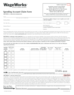 WageWorks Spending Account Claim Form