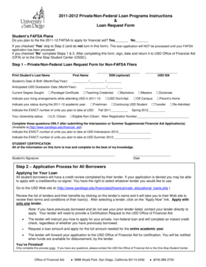 Private/Non-Federal Loan Request Form