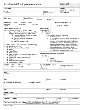 Confidential Employee Information Form