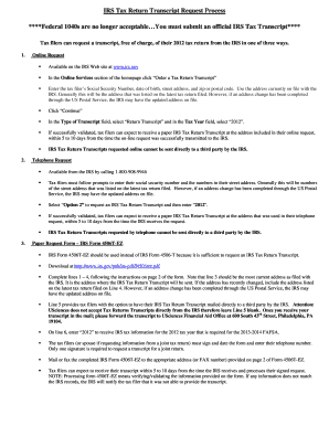 IRS Tax Return Transcript Request