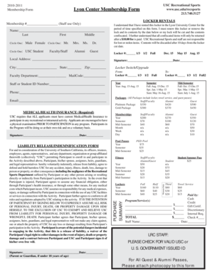 USC Recreational Sports Membership Form