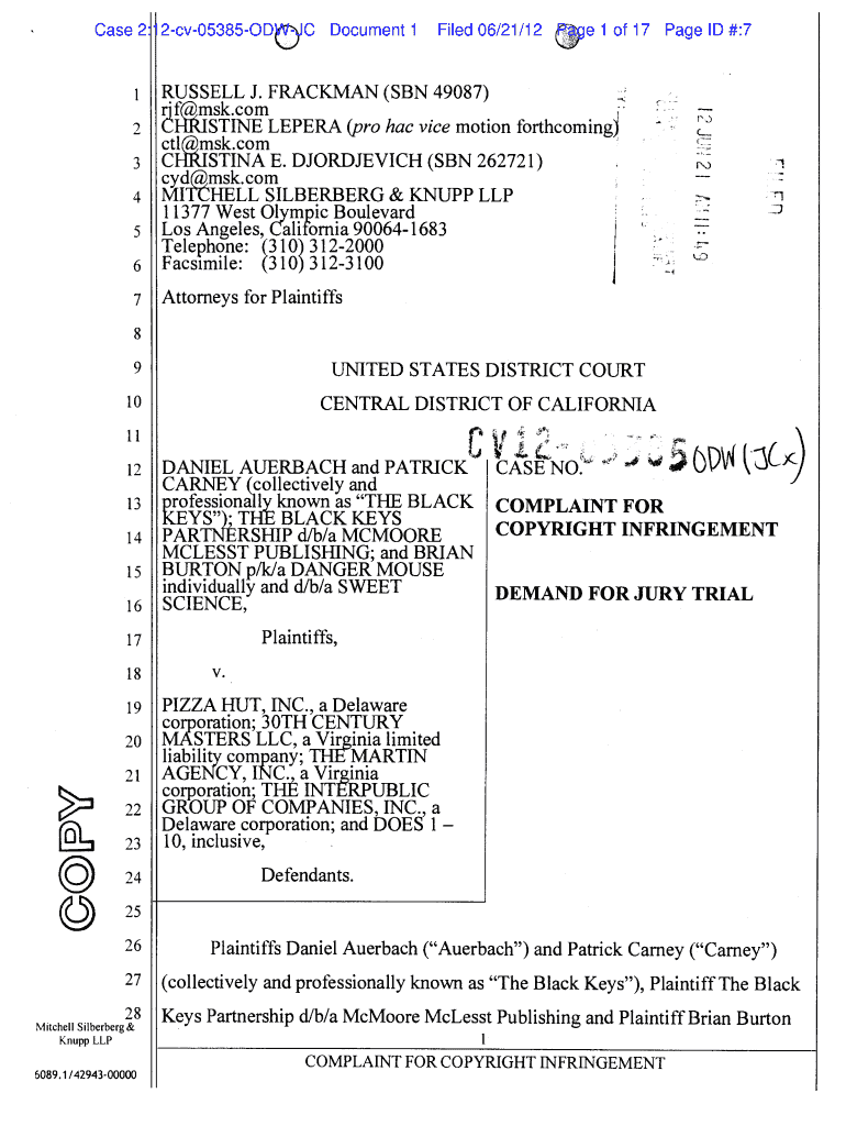 Case 2:12-cv-05385-ODW-JC Document 1 Preview on Page 1