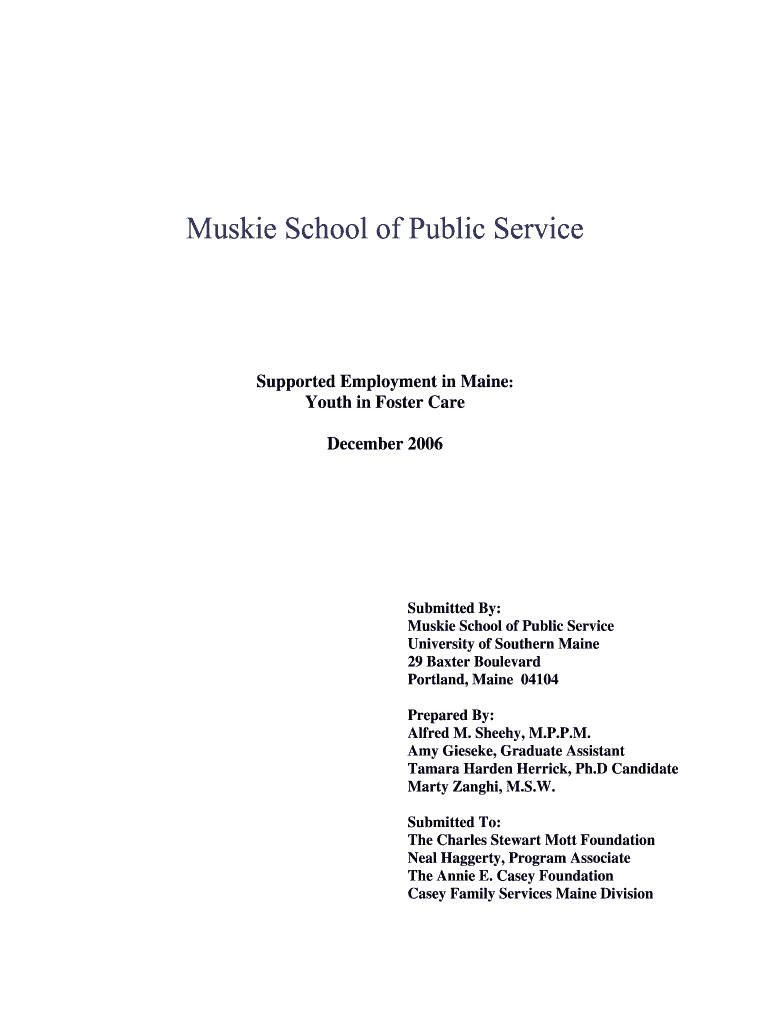 Supported Employment in Maine - Muskie School of Public Service Preview on Page 1