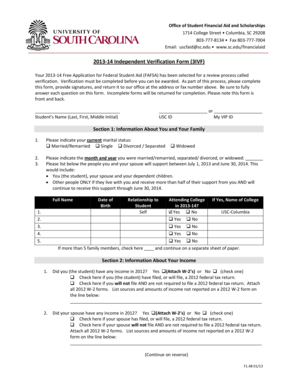 2013-14 Independent Verification Form