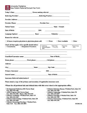 University Pediatrics New Patient Referral Form