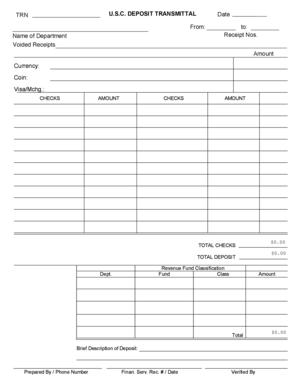 USC Deposit Transmittal Form