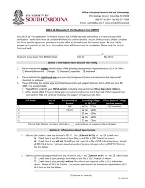 2013-14 Dependent Verification Form