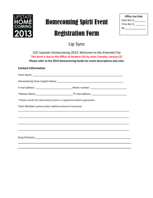 Homecoming Spirit Event Registration Form - uscupstate