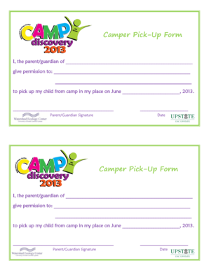 Camper Pick-Up Form