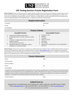 USF Proctor Registration Form