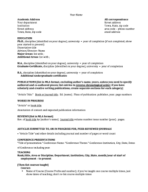 Academic CV Template