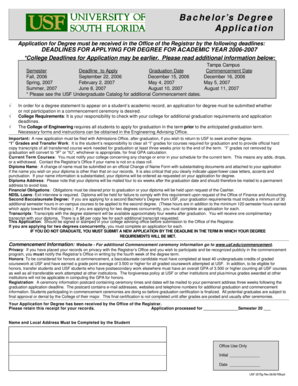 Bachelor’s Degree Application Form