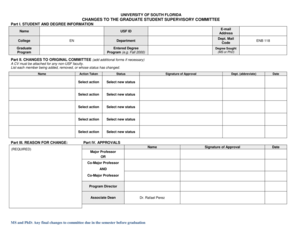 Change to Graduate Student Committee Form - me eng usf