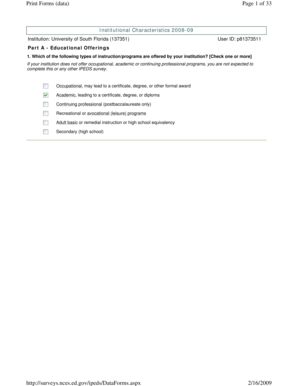 Institutional Characteristics Form 2008-09