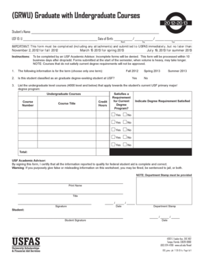 USF Graduate with Undergraduate Courses Form