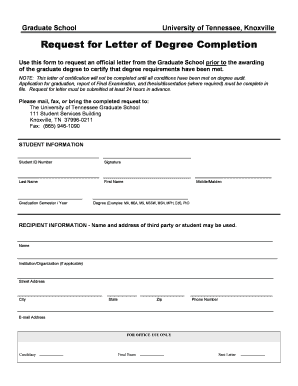 Leaflet sample for students - Request for Letter of Degree Completion - The Graduate School - gradschool utk